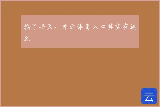 找了半天,开云体育入口其实在这里